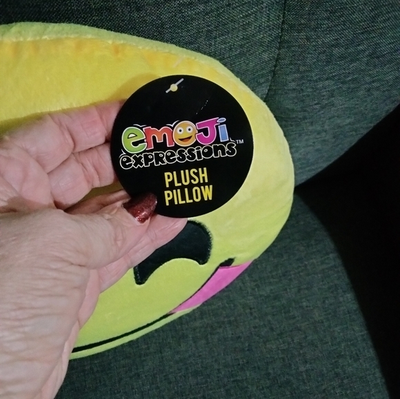 Emoji Pillow Yum Expression Yellow Plush Pillow Smiley Face Tongue Out Emoticon - Picture 2 of 3